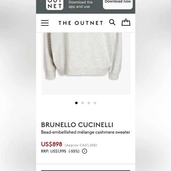 BRUNELLO CUCINELLI
Bead-embellished melange cashmere sweater Light Grey Size XS - Picture 7 of 17